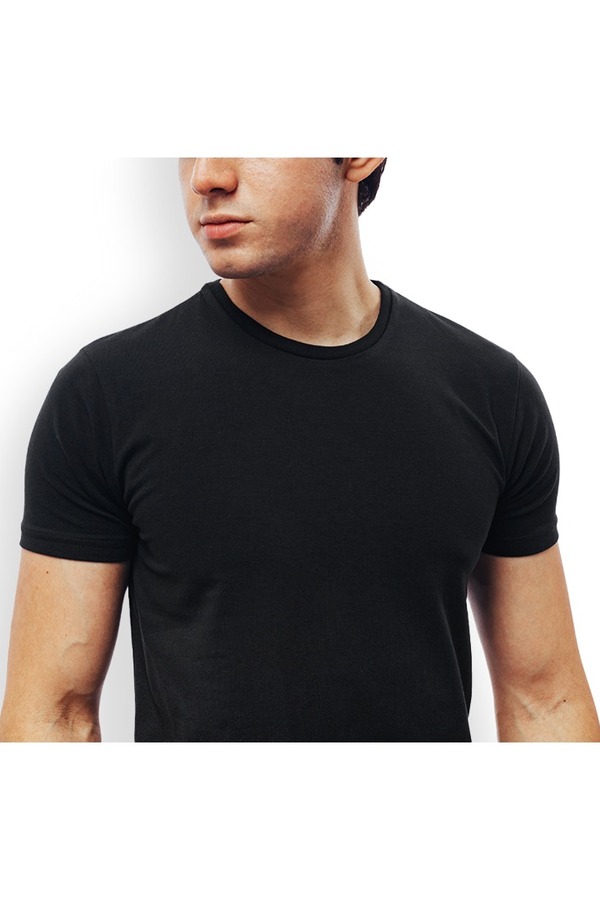 Playera Negra Cuello Redondo Manga Corta Básica Muscle Fit Para Hombre